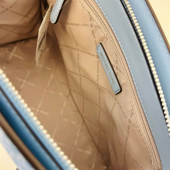 Michael Kors Purse Sheila Medium Ombré Signature Logo Satchel LT Sky - Picture 7 of 10